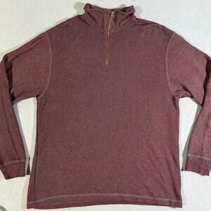 Red Head Brand‎ Co. Mens Quarter Zip Mock Neck Pullover Sweater Maroon Large